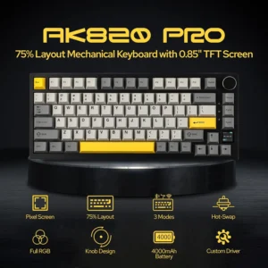 Ajazz AK820/AK820Pro gaming mechanical keyboard Bluetooth 5.1/Wireless/wired c custom keyboard with heat exchange sealed button 1