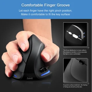 Lefon F35 Wireless Mouse Vertical 2.4G Rechargeable Ergonomic Mouse 2400 DPI Optical Gaming Mice for Computer Laptop PC Mac IOS 1