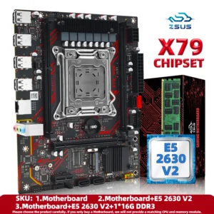 ZSUS X79 Motherboard Set Kit With Intel LGA2011 Xeon E5 2630 V2 CPU DDR3 1*16GB ECC RAM Memory Support M.2 NVME Slot 1