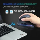 Lefon F35 Wireless Mouse Vertical 2.4G Rechargeable Ergonomic Mouse 2400 DPI Optical Gaming Mice for Computer Laptop PC Mac IOS 2