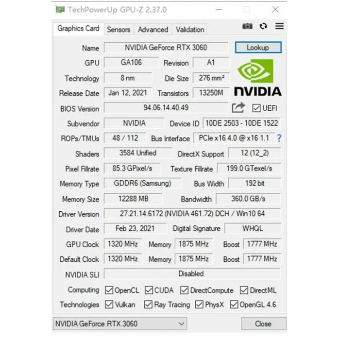 SOYO Graphics Cards GeForce RTX 3060 12GB NVIDIA GPU GDDR6 192bit 8Pin PCI-E 4.0 x16 rtx3060 12gb Suitable for gaming and office 6