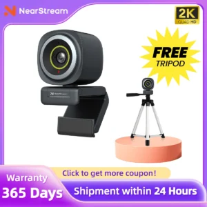 NearStream 1080P@60FPS USB Webcam with AI Noise-Canceling Microphone Software Auto Focus PC Camera With Microphone Plug-and-Play 1