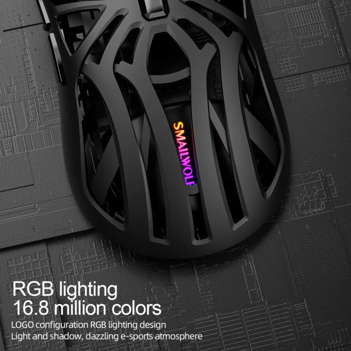 SMAILWOLF RS8 Gaming Mouse Bluetooth Wireless Three-mode Lightweight Hollow Design 1K Return Computer Long Battery Life 5
