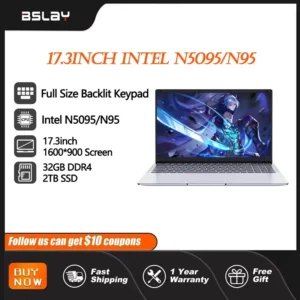 17.3 inch Intel N5095/N95 Office Laptop 32GB RAM 2TB SSD Fingerprint Print DDR4 Window11 Backlit Keypad Portable Notebook PC 1